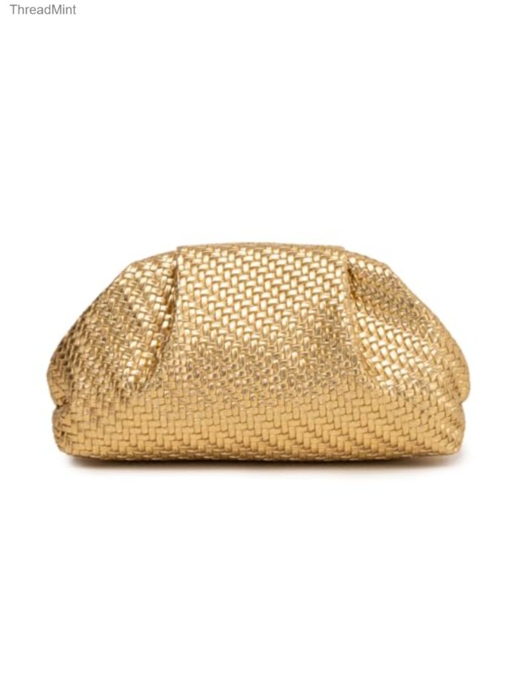 Woven Vegan Leather Clutch Purse Ruched Dumpling Bag Evening Party Wedding